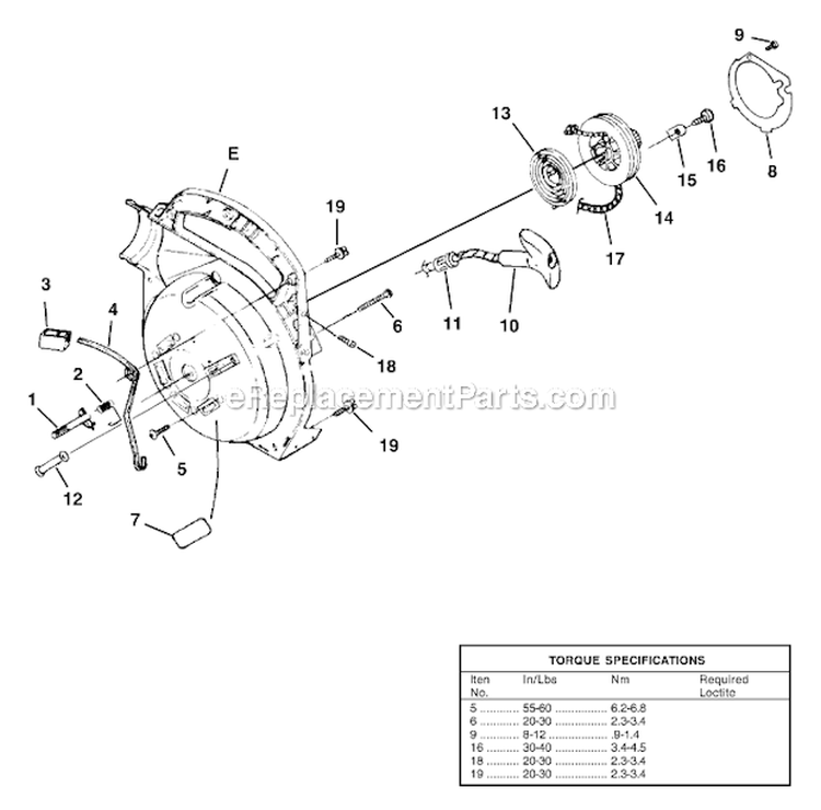 Starter Diagram and Parts List for UT-08017-L  Homelite Leaf Blower / Vacuum