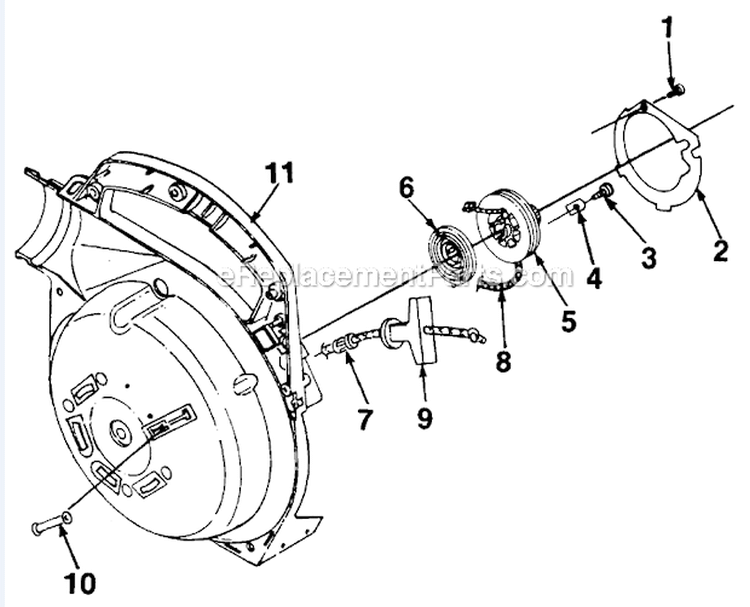 Starter Diagram and Parts List for UT-08017  Homelite Leaf Blower / Vacuum