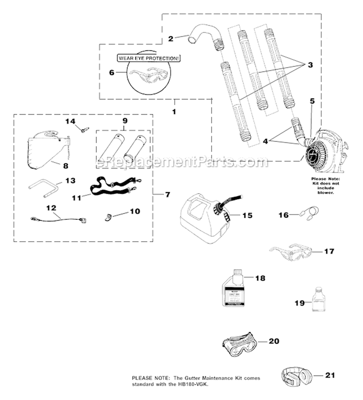 Tubes_-_Accessories Diagram and Parts List for UT-08024-B  Homelite Leaf Blower / Vacuum