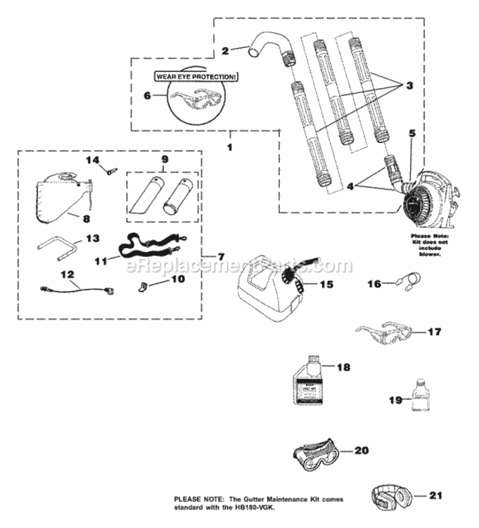 Tubes_-_Accessories Diagram and Parts List for UT-08024-C HB390V Homelite Leaf Blower / Vacuum