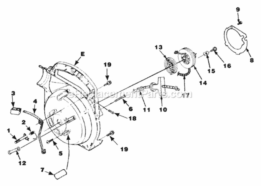 Starter Diagram and Parts List for UT-08024 HB390V Homelite Leaf Blower / Vacuum