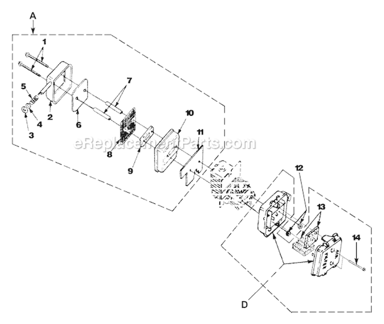Muffler And Air Cleaner Diagram and Parts List for UT-08026-F  Homelite Leaf Blower / Vacuum