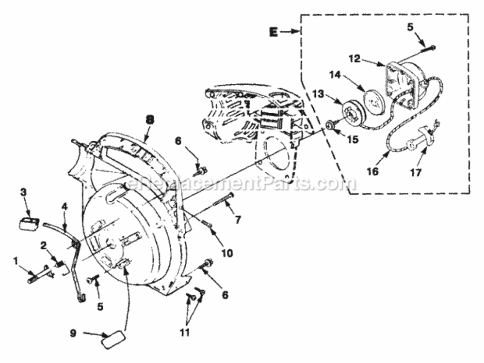 Inner_Volute_Housing_And_Starter Diagram and Parts List for UT-08028-C PHB3000 Homelite Leaf Blower / Vacuum