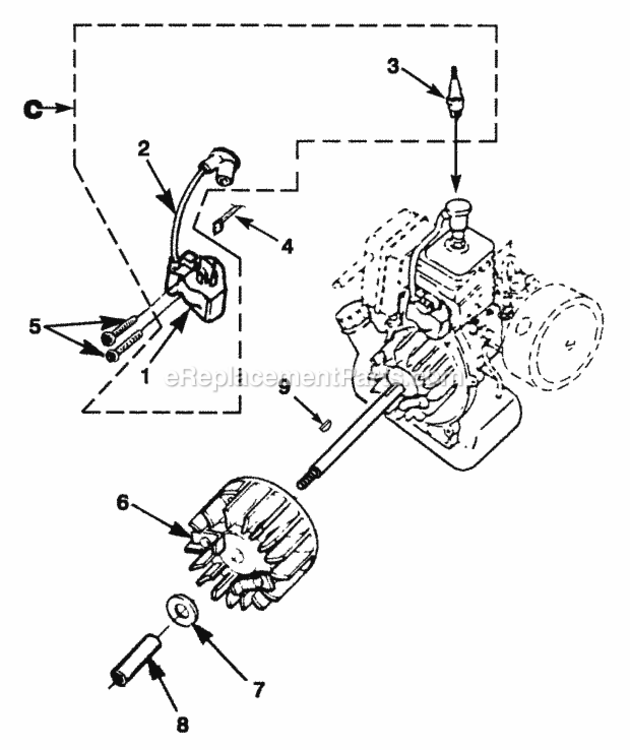 Ignition_With_Rotor Diagram and Parts List for UT-08033 PBP3000 Homelite Leaf Blower / Vacuum