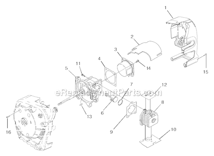 Engine Diagram and Parts List for UT-08057-A  Homelite Leaf Blower / Vacuum