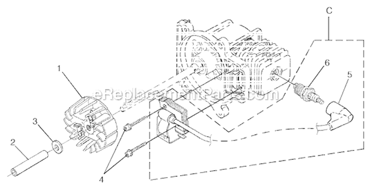 Ignition Diagram and Parts List for UT-08057-A  Homelite Leaf Blower / Vacuum