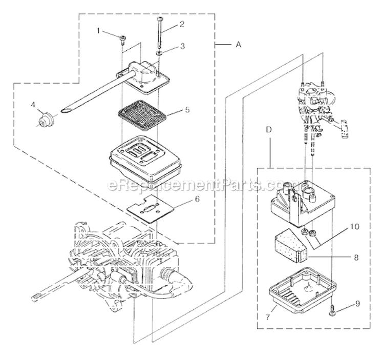 Muffler Diagram and Parts List for UT-08057-A  Homelite Leaf Blower / Vacuum