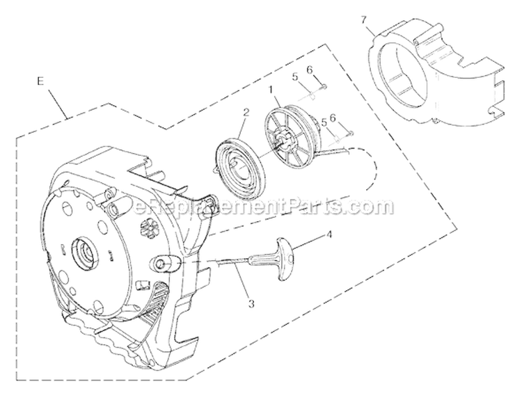 Starter Diagram and Parts List for UT-08057-A  Homelite Leaf Blower / Vacuum