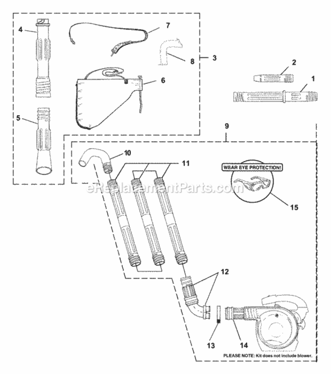 Volute - Fan Diagram and Parts List for UT-08059-A  Homelite Leaf Blower / Vacuum