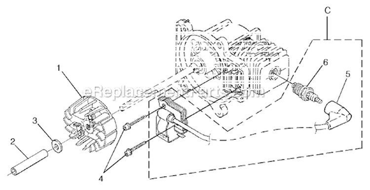 Ignition Diagram and Parts List for UT-08059  Homelite Leaf Blower / Vacuum