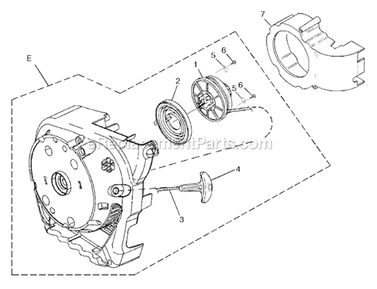 Starter Diagram and Parts List for UT-08059  Homelite Leaf Blower / Vacuum