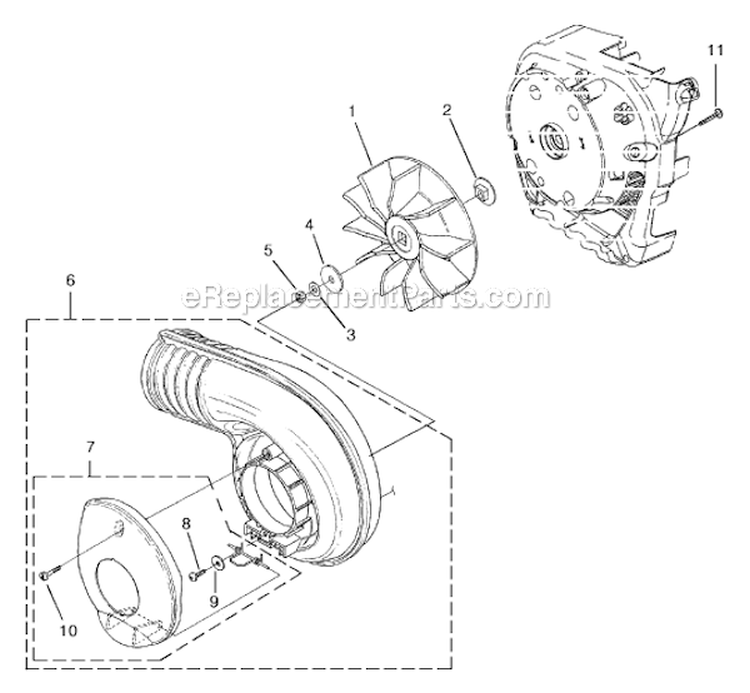 Volute - Fan Diagram and Parts List for UT-08059  Homelite Leaf Blower / Vacuum