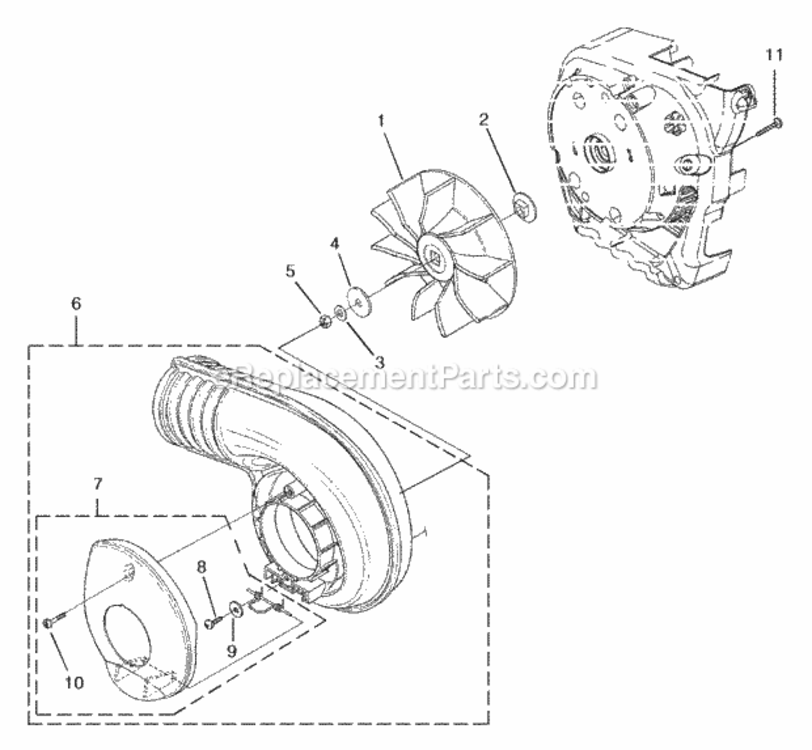 Volute_-_Fan Diagram and Parts List for UT-08066-B D30MHA Homelite Leaf Blower / Vacuum