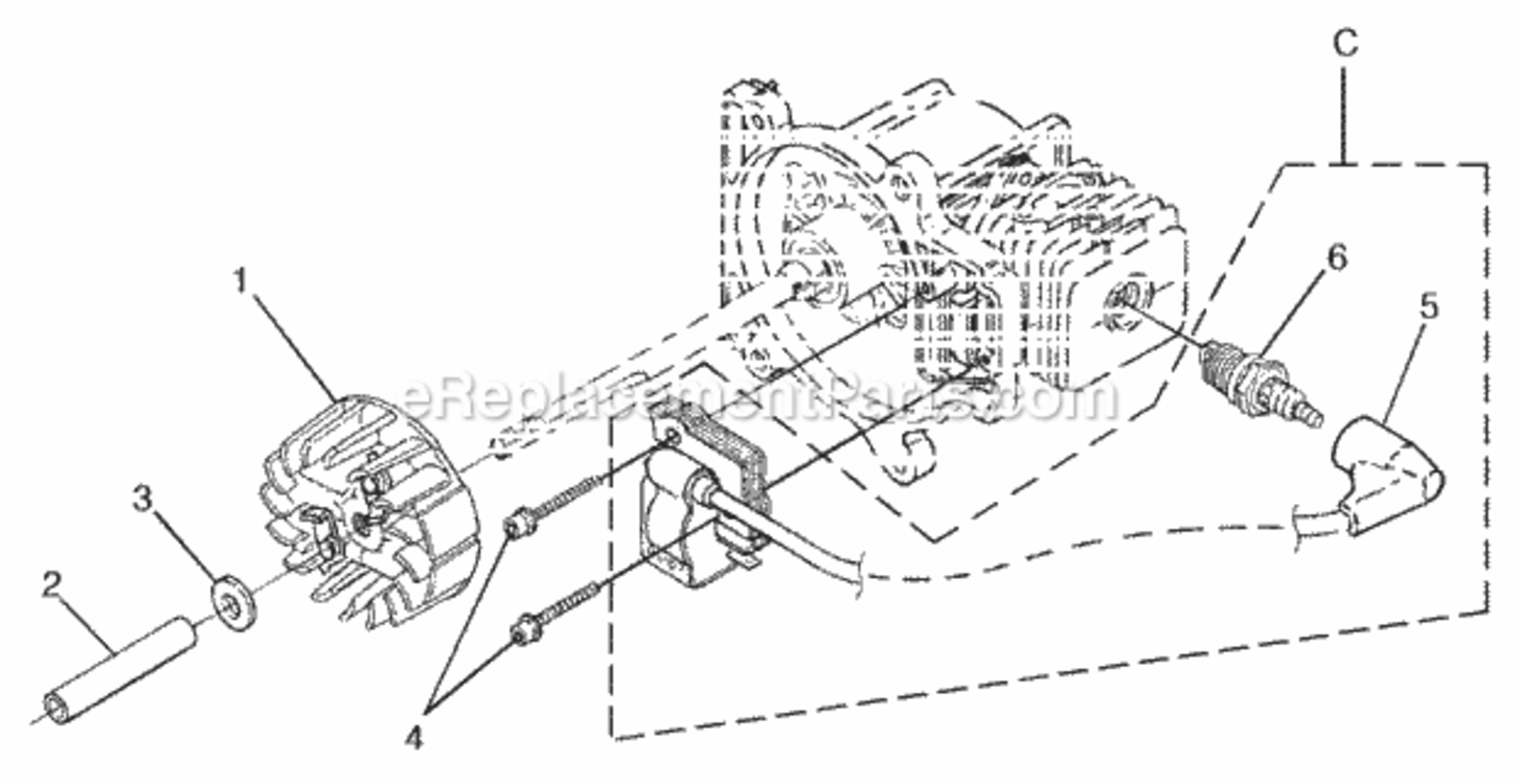 Ignition Diagram and Parts List for UT-08067-B D25MHV Homelite Leaf Blower / Vacuum