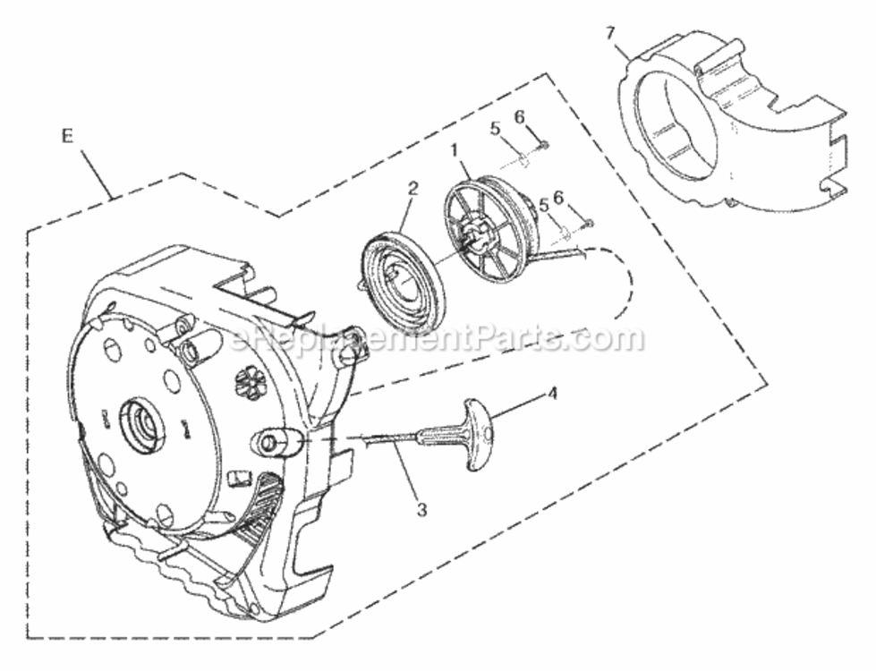 Starter Diagram and Parts List for UT-08070-R HB30160 Homelite Leaf Blower / Vacuum
