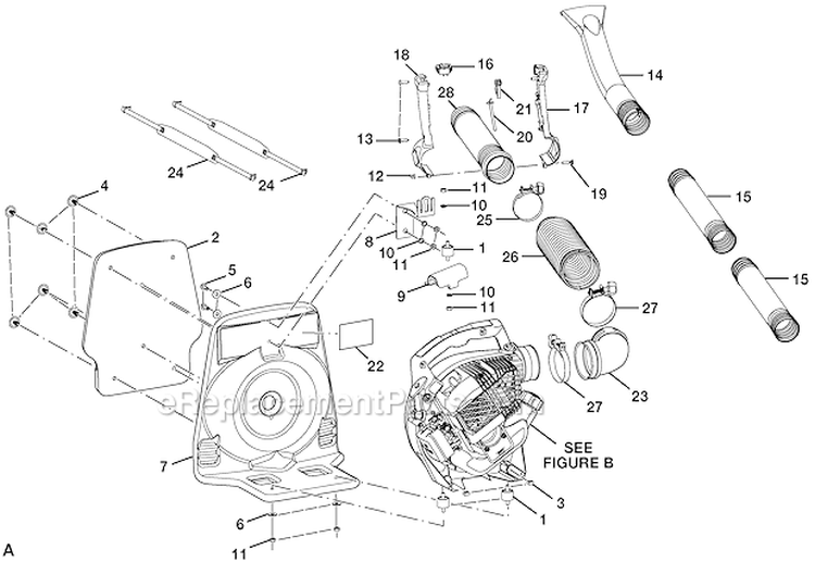 Page A Diagram and Parts List for UT-08072A  Homelite Leaf Blower / Vacuum