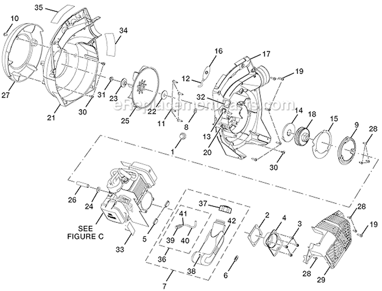 Page B Diagram and Parts List for UT-08072A  Homelite Leaf Blower / Vacuum