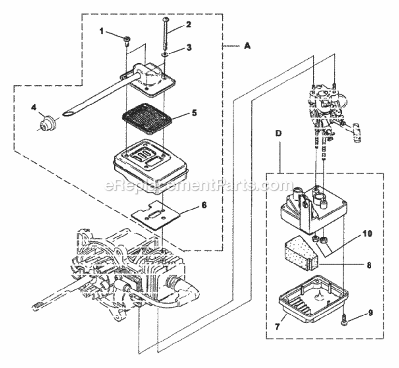 Muffler_-_Air_Cleaner Diagram and Parts List for UT-08089 I30MHV Homelite Leaf Blower / Vacuum