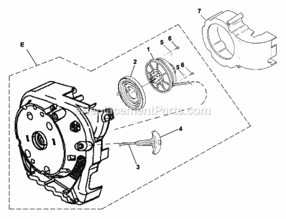 Starter Diagram and Parts List for UT-08091 BVM160 Homelite Leaf Blower / Vacuum