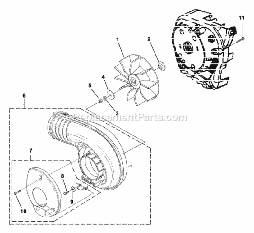 Volute_-_Fan Diagram and Parts List for UT-08091 BVM160 Homelite Leaf Blower / Vacuum