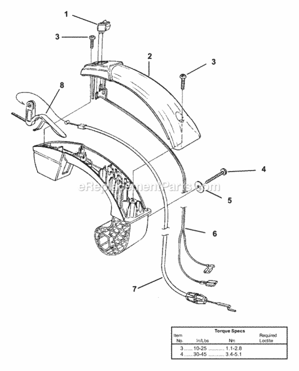 Handle Diagram and Parts List for UT-08107-A  Homelite Leaf Blower / Vacuum