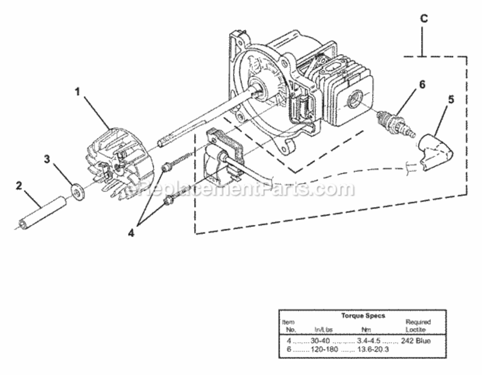 Ignition Diagram and Parts List for UT-08107-A  Homelite Leaf Blower / Vacuum