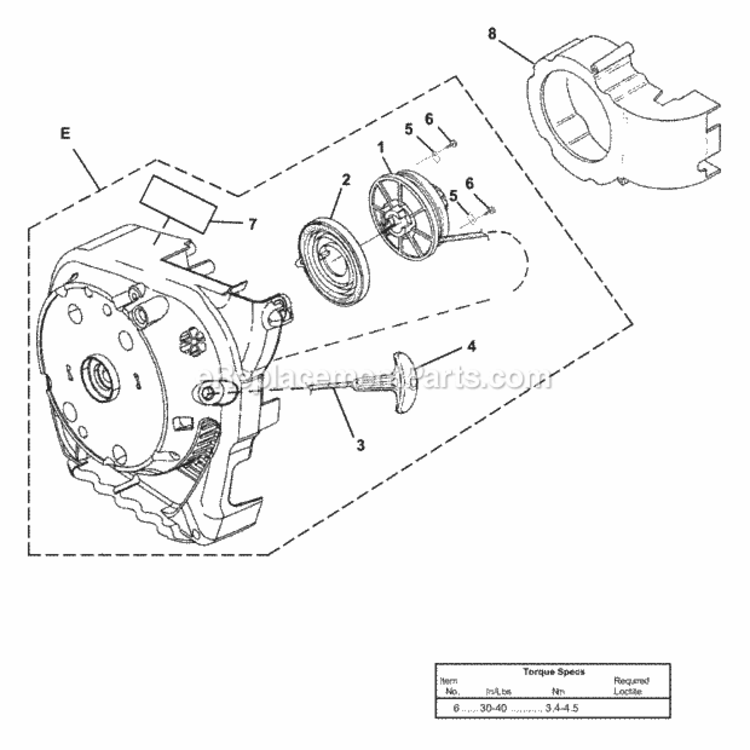 Starter Diagram and Parts List for UT-08107-A  Homelite Leaf Blower / Vacuum