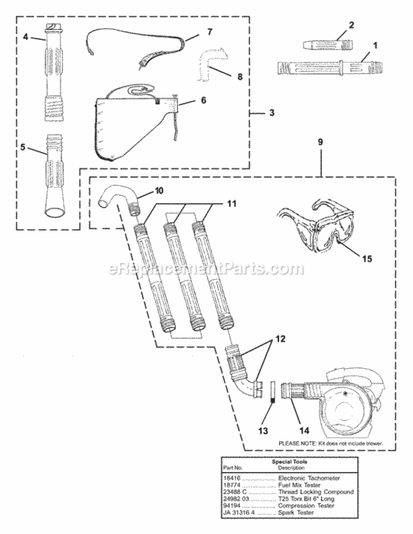 Tubes_-_Strap_-_Accessories Diagram and Parts List for UT-08107-A  Homelite Leaf Blower / Vacuum
