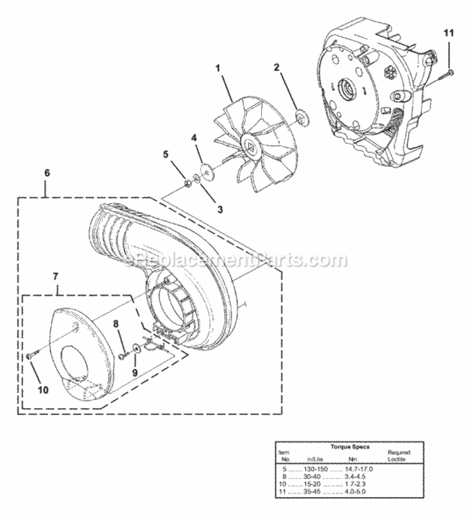 Volute_-_Fan Diagram and Parts List for UT-08107-A  Homelite Leaf Blower / Vacuum