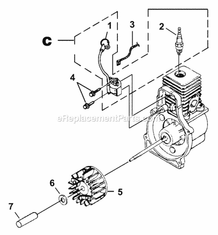 Ignition_With_Rotor Diagram and Parts List for UT-08114  Homelite Leaf Blower / Vacuum