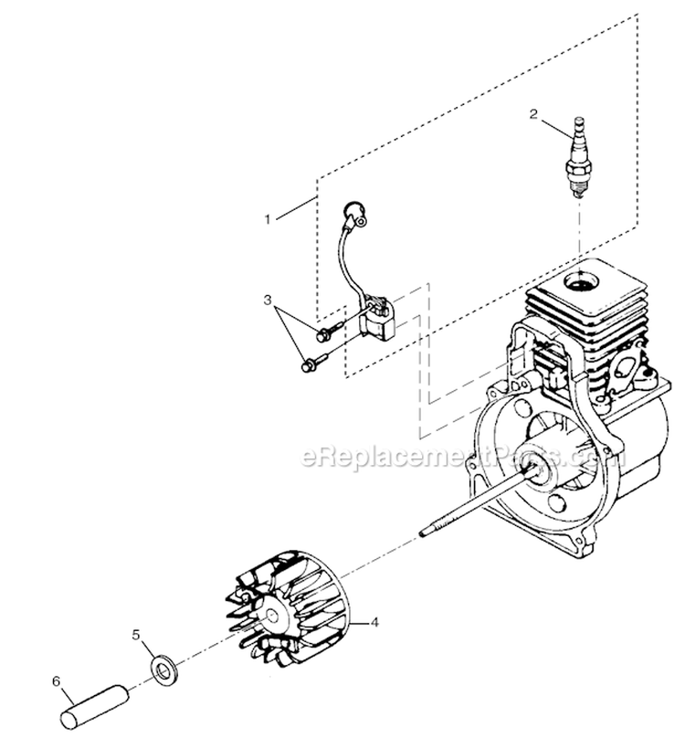 Ignition and Rotor Diagram and Parts List for UT-08120-B  Homelite Leaf Blower / Vacuum
