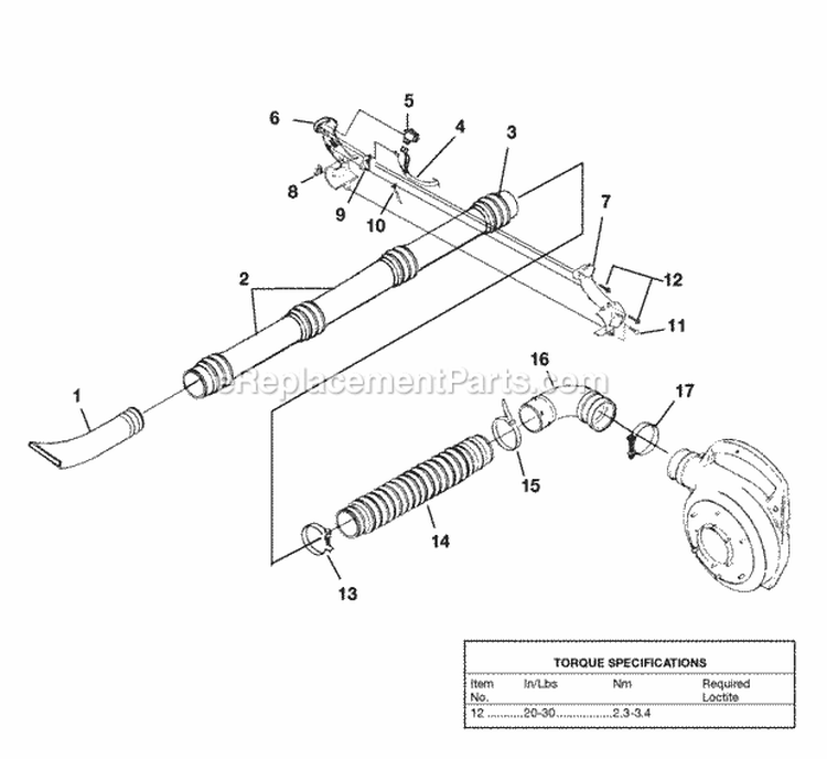 Tubes Diagram and Parts List for UT-08121  Homelite Leaf Blower / Vacuum