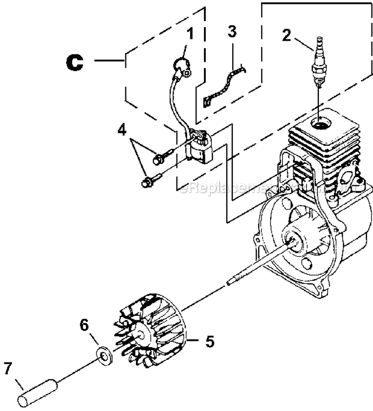 Ignition With Rotor Diagram and Parts List for UT-08131  Homelite Leaf Blower / Vacuum