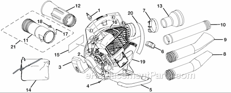 Page A Diagram and Parts List for UT-08544  Homelite Leaf Blower / Vacuum