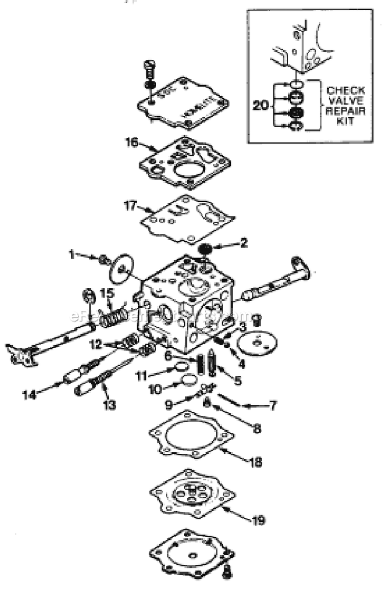 Sdc-62 Carburetor Diagram and Parts List for UT-10045-C  Homelite Chainsaw
