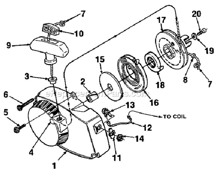 Starter Diagram and Parts List for UT-10045-C  Homelite Chainsaw