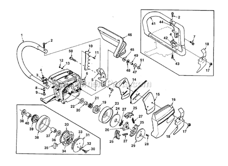 Handles  Clutch Diagram and Parts List for UT-10415-C  Homelite Chainsaw