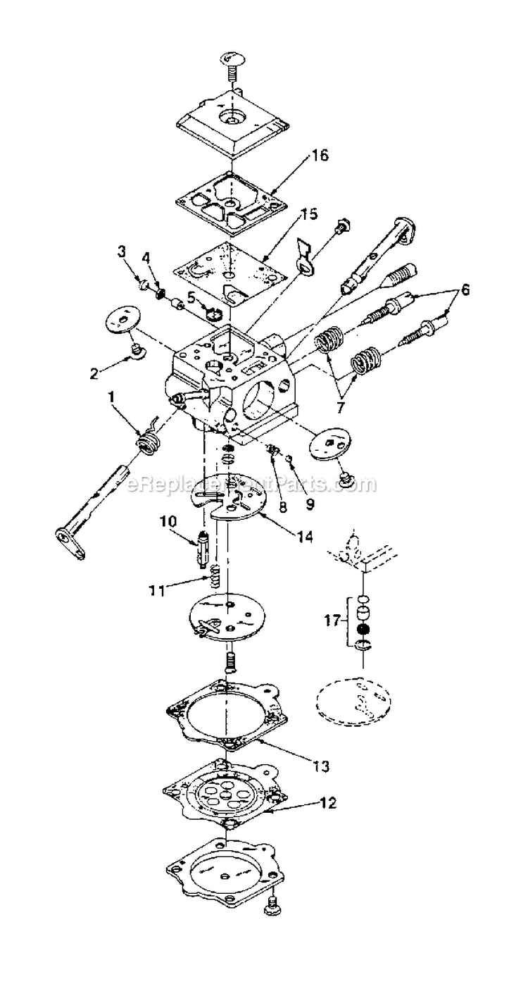 Carburator Diagram and Parts List for UT-104313  Homelite Chainsaw