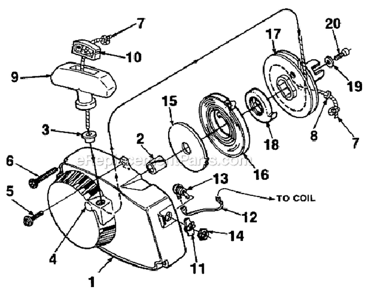 Starter Diagram and Parts List for UT-10445-C  Homelite Chainsaw