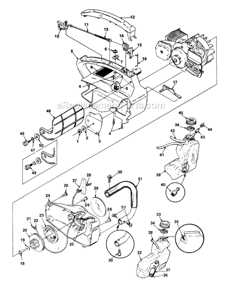 Page A Diagram and Parts List for UT-10454-A  Homelite Chainsaw