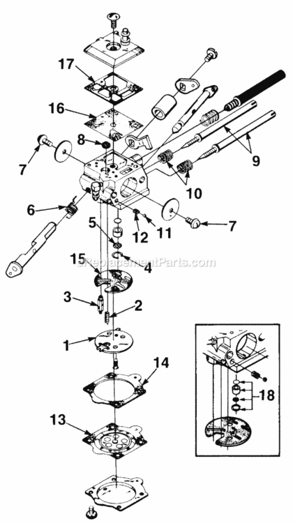 Carburetor Diagram and Parts List for UT-10468  Homelite Chainsaw