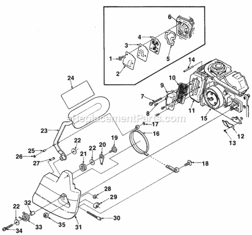 Chain_Break_And_Spark_Arrestor Diagram and Parts List for UT-10469  Homelite Chainsaw