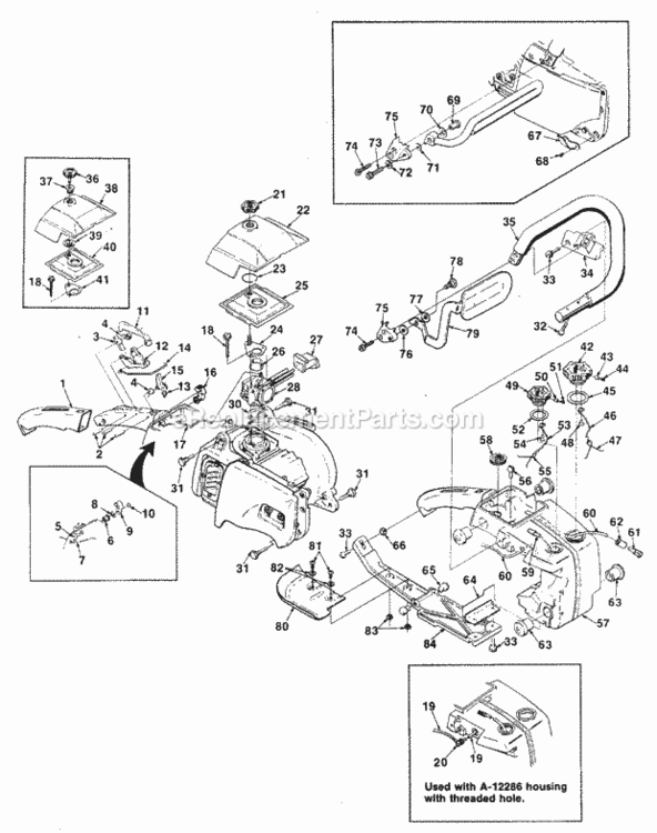 Handles_And_Tanks Diagram and Parts List for UT-10469  Homelite Chainsaw