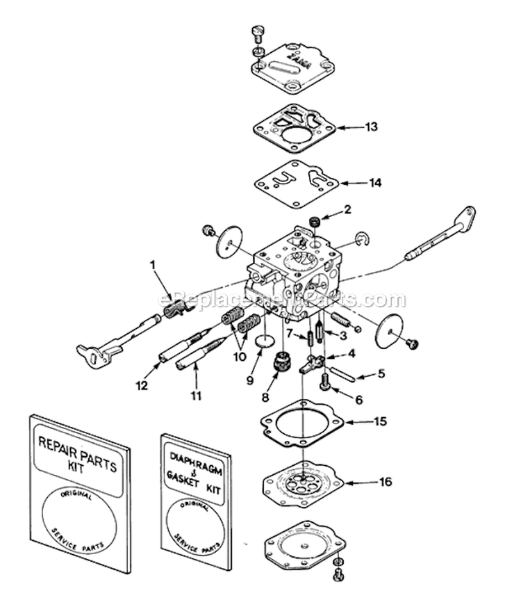 Zama Carburetor Diagram and Parts List for UT-10499-B  Homelite Chainsaw