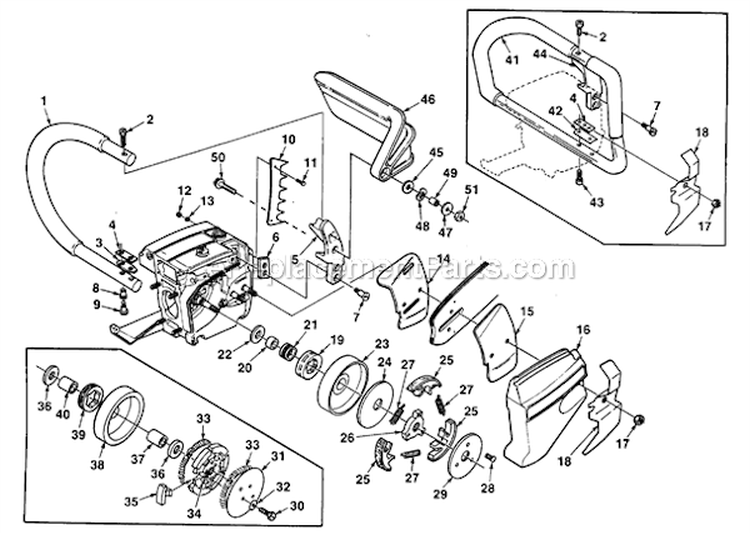 Handles  Clutch Diagram and Parts List for UT-10510-A  Homelite Chainsaw