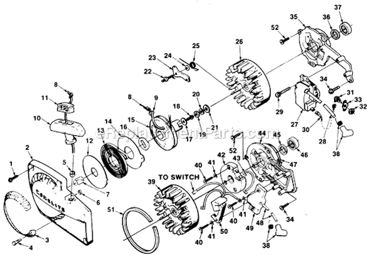 Starter  Ignition Diagram and Parts List for UT-10510-A  Homelite Chainsaw