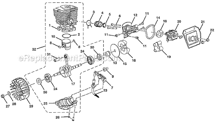 Figure_B Diagram and Parts List for UT-10532  Homelite Chainsaw