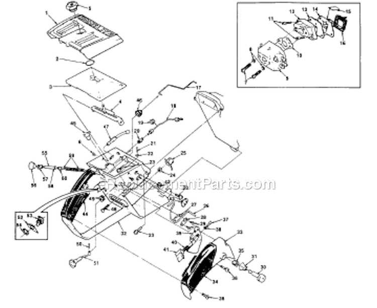 Intake Diagram and Parts List for UT-10537-A  Homelite Chainsaw