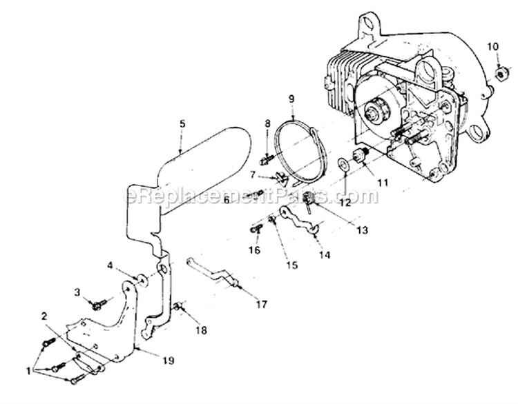 Chain Brake And Chain Stop Diagram and Parts List for UT-10604-A  Homelite Chainsaw