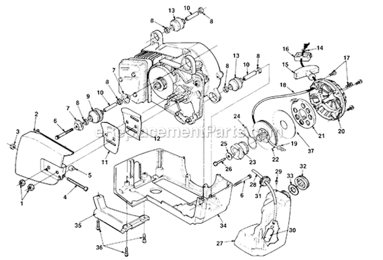 Starter  Tank Diagram and Parts List for UT-10604-A  Homelite Chainsaw